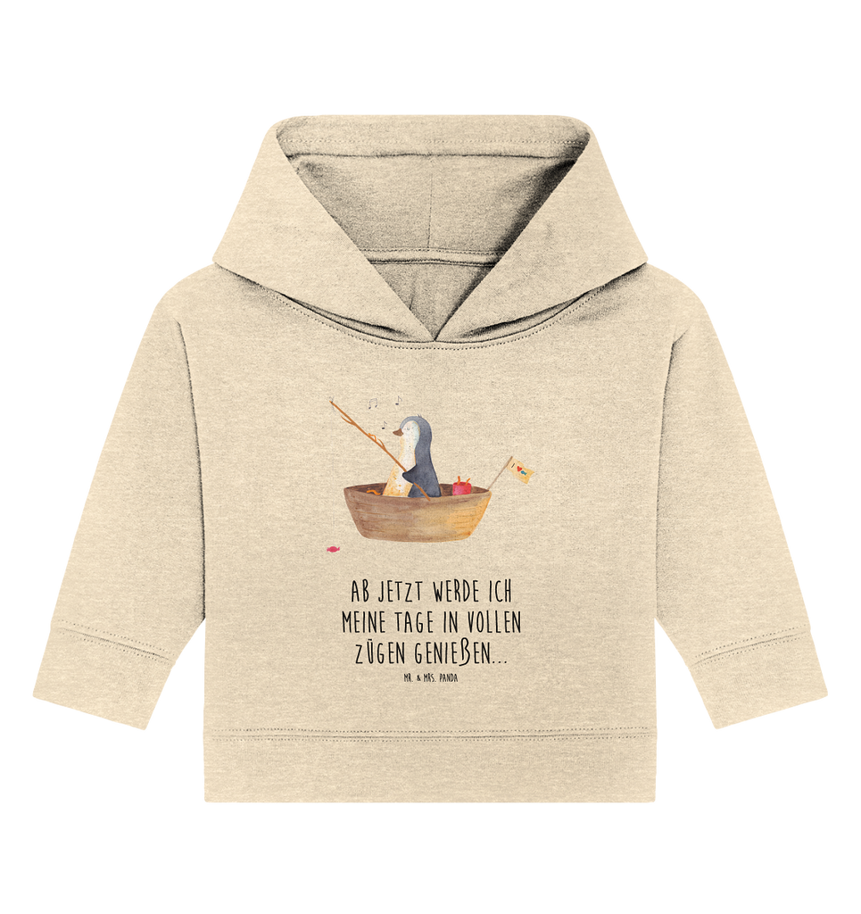 Organic Baby Hoodie Pinguin Angelboot Baby Kapuzenshirt, Baby Kapuzensweatshirt, Baby Hoodie, Baby Pullover, Pinguin, Pinguine, Angeln, Boot, Angelboot, Lebenslust, Leben, genießen, Motivation, Neustart, Neuanfang, Trennung, Scheidung, Geschenkidee Liebeskummer