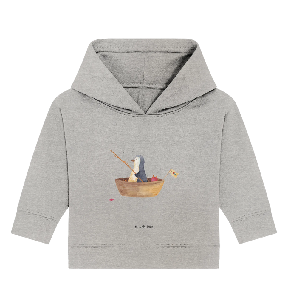 Organic Baby Hoodie Pinguin Angelboot Baby Kapuzenshirt, Baby Kapuzensweatshirt, Baby Hoodie, Baby Pullover, Pinguin, Pinguine, Angeln, Boot, Angelboot, Lebenslust, Leben, genießen, Motivation, Neustart, Neuanfang, Trennung, Scheidung, Geschenkidee Liebeskummer