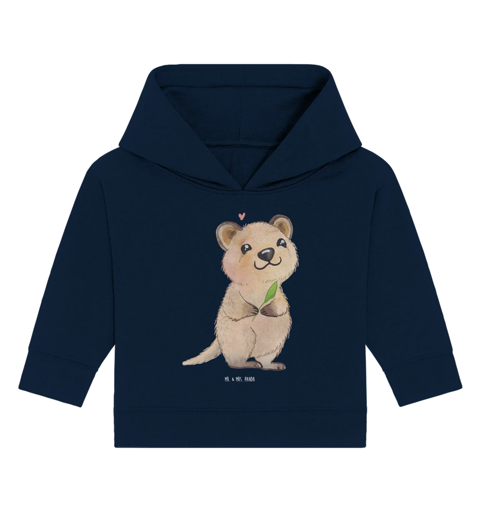 Organic Baby Hoodie Quokka Happy Baby Kapuzenshirt, Baby Kapuzensweatshirt, Baby Hoodie, Baby Pullover, Tiermotive, Gute Laune, lustige Sprüche, Tiere, Quokka, Verschieben, Aufschieberitis, Lustiger Spruch, Niedliches Tier, Dinge erledigen