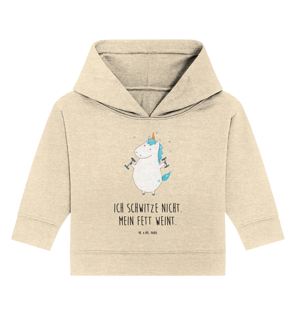 Organic Baby Hoodie Einhorn Fitness Baby Kapuzenshirt, Baby Kapuzensweatshirt, Baby Hoodie, Baby Pullover, Einhorn, Einhörner, Einhorn Deko, Pegasus, Unicorn, Gym, Fitness, Fitnessstudio, Diät, Abnehmen, Sport, Pumpen, Geräte, Sixpack