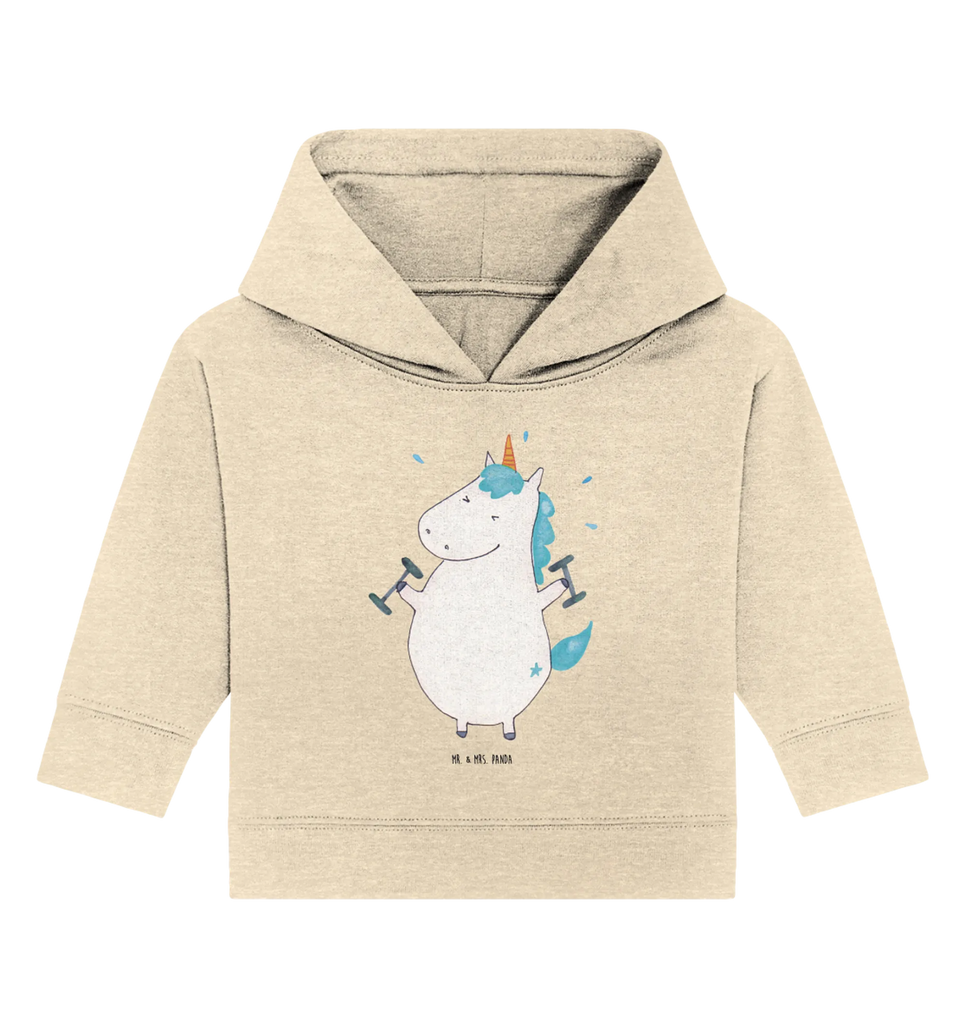 Organic Baby Hoodie Einhorn Fitness Baby Kapuzenshirt, Baby Kapuzensweatshirt, Baby Hoodie, Baby Pullover, Einhorn, Einhörner, Einhorn Deko, Pegasus, Unicorn, Gym, Fitness, Fitnessstudio, Diät, Abnehmen, Sport, Pumpen, Geräte, Sixpack