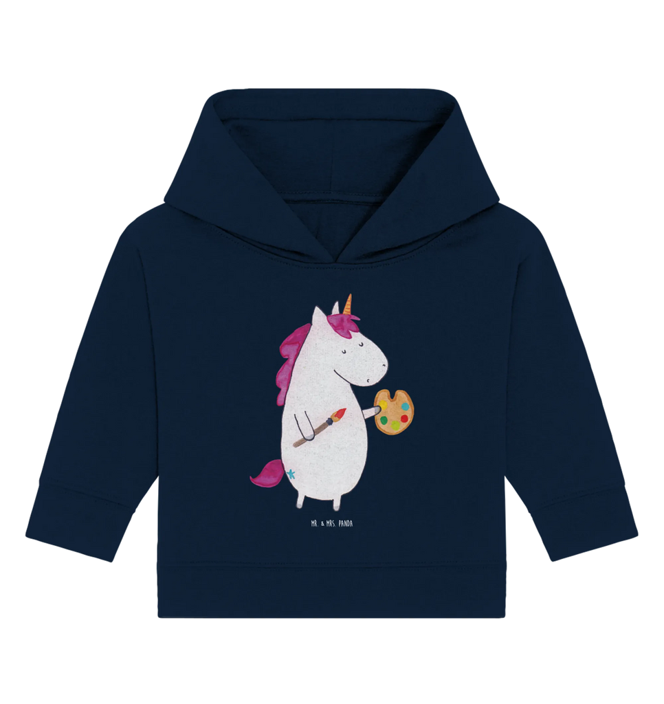 Organic Baby Hoodie Einhorn Künstler Baby Kapuzenshirt, Baby Kapuzensweatshirt, Baby Hoodie, Baby Pullover, Einhorn, Einhörner, Einhorn Deko, Pegasus, Unicorn, Englisch, Künstler, Artist, Malen, Zeichnen, Welt, Farbe, Stift, Pinsel, Geschenk, Maler