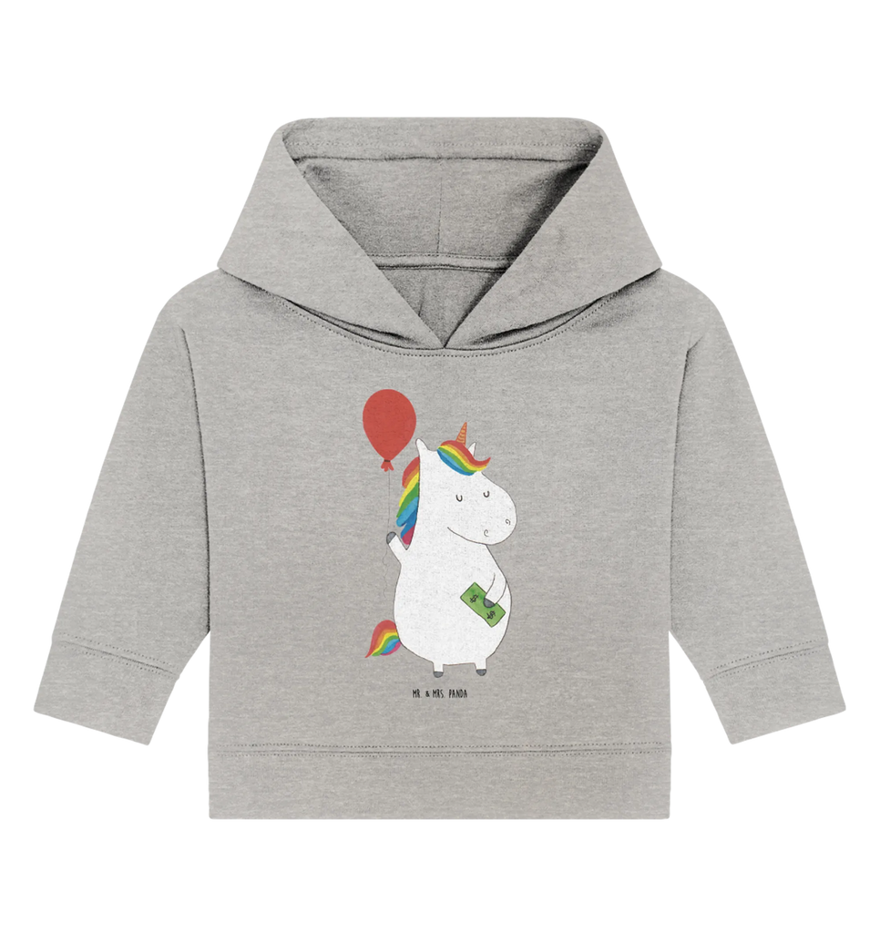 Organic Baby Hoodie Einhorn Luftballon Baby Kapuzenshirt, Baby Kapuzensweatshirt, Baby Hoodie, Baby Pullover, Einhorn, Einhörner, Einhorn Deko, Pegasus, Unicorn, Luftballon, Geld, Lebenslust, Freude, Geschenk, Freundin