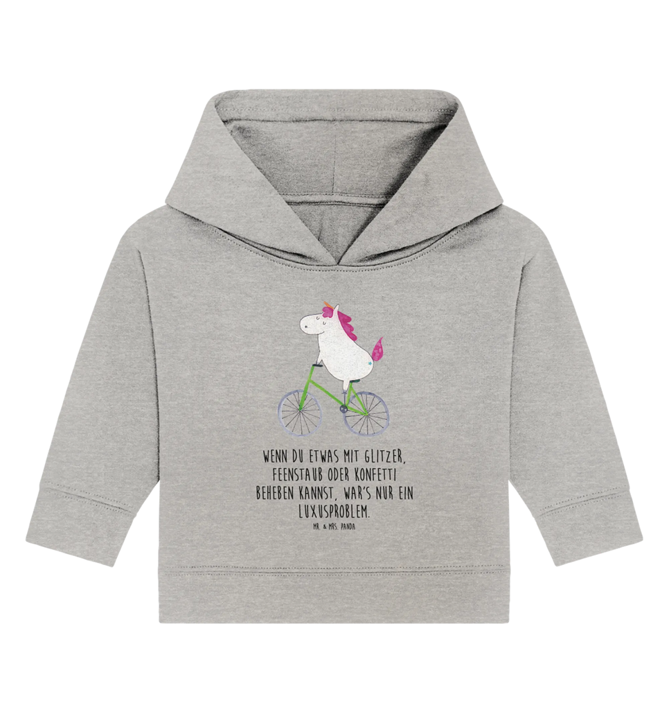 Organic Baby Hoodie Einhorn Radfahrer Baby Kapuzenshirt, Baby Kapuzensweatshirt, Baby Hoodie, Baby Pullover, Einhorn, Einhörner, Einhorn Deko, Pegasus, Unicorn, Radfahren, Radfahrer, Rad, Bike, Feenstaub, Konfetti, Luxusproblem, Kummer, Liebeskummer