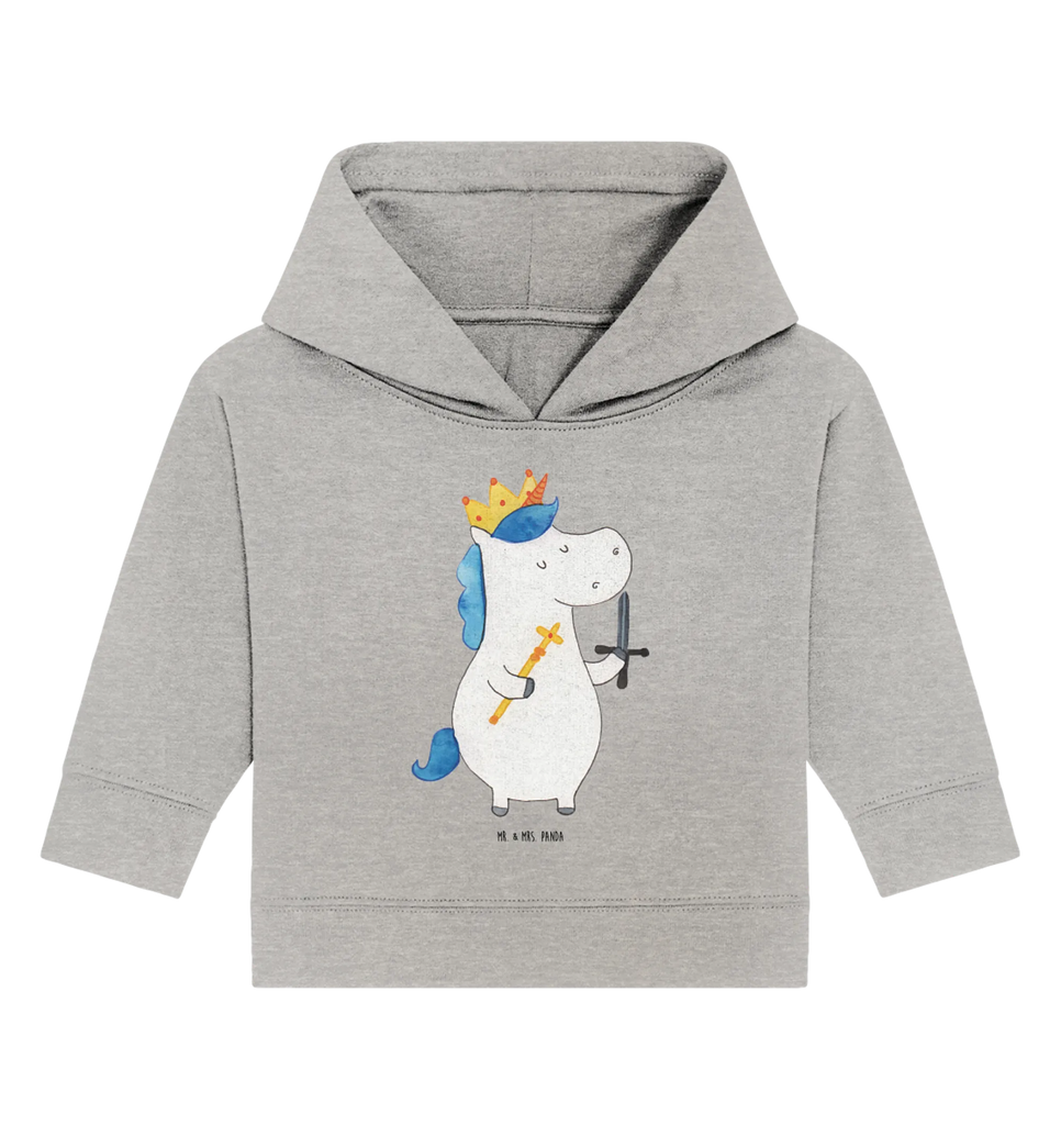 Organic Baby Hoodie Einhorn König mit Schwert Baby Kapuzenshirt, Baby Kapuzensweatshirt, Baby Hoodie, Baby Pullover, Einhorn, Einhörner, Einhorn Deko, Pegasus, Unicorn, König, Ritter, Mittelalter