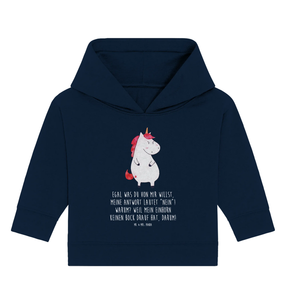 Organic Baby Hoodie Einhorn Wut Baby Kapuzenshirt, Baby Kapuzensweatshirt, Baby Hoodie, Baby Pullover, Einhorn, Einhörner, Einhorn Deko, Pegasus, Unicorn, Realität, Ansage, lustlos, nein, Büro, Arbeit, wütend, dumme Fragen, lustig, Spaß, Geschenk