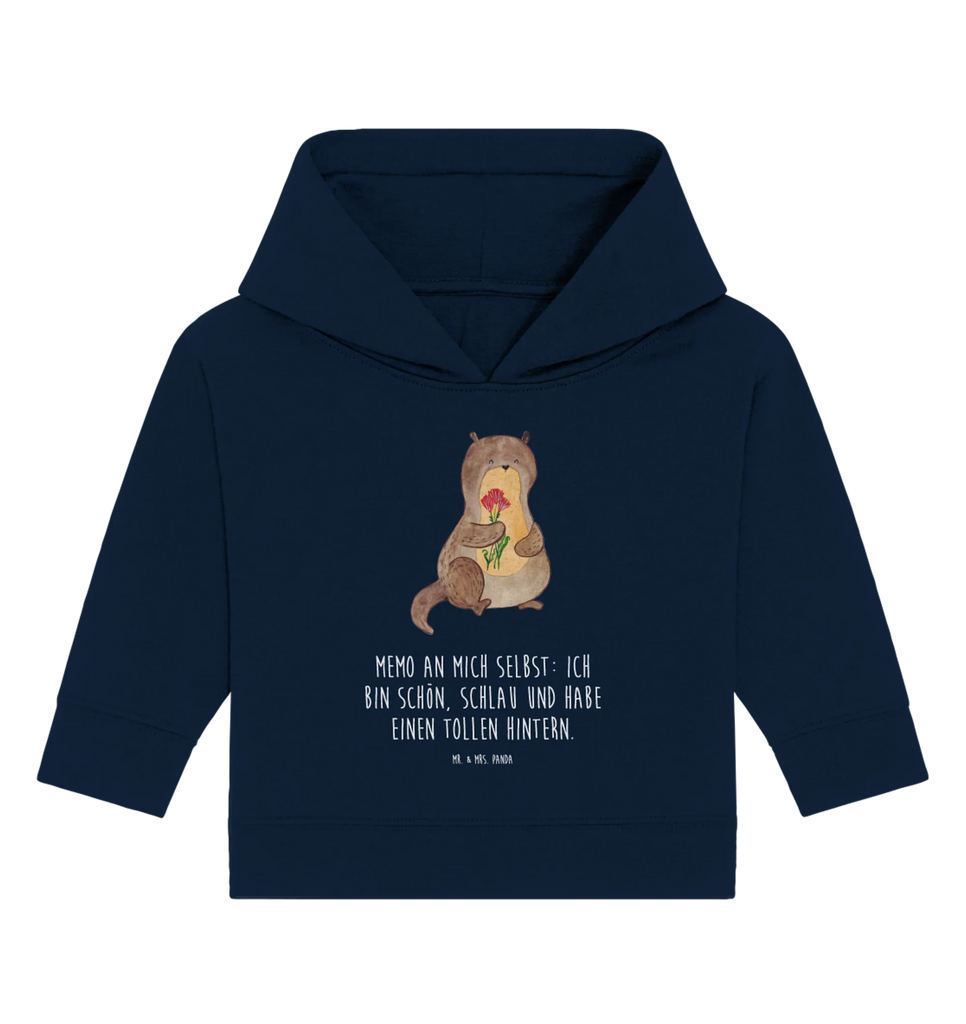 Organic Baby Hoodie Otter Blumenstrauß Baby Kapuzenshirt, Baby Kapuzensweatshirt, Baby Hoodie, Baby Pullover, Otter, Fischotter, Seeotter, Otter Seeotter See Otter