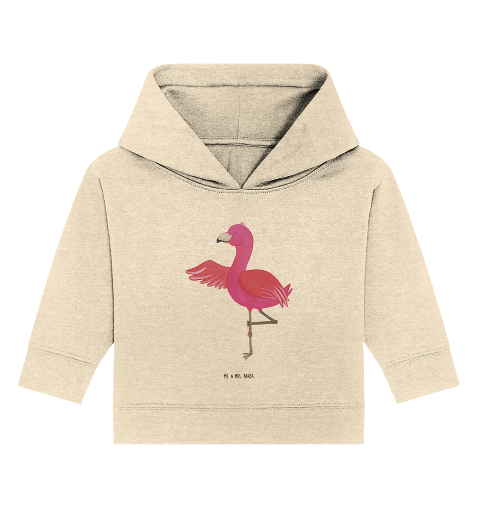 Organic Baby Hoodie Flamingo Yoga Baby Kapuzenshirt, Baby Kapuzensweatshirt, Baby Hoodie, Baby Pullover, Flamingo, Vogel, Yoga, Namaste, Achtsamkeit, Yoga-Übung, Entspannung, Ärger, Aufregen, Tiefenentspannung