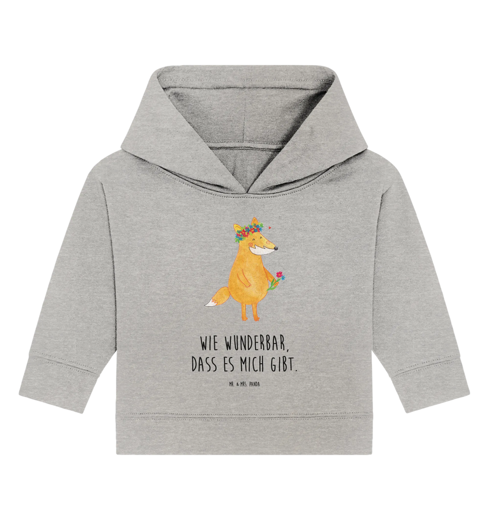 Organic Baby Hoodie Fuchs Blumen Baby Kapuzenshirt, Baby Kapuzensweatshirt, Baby Hoodie, Baby Pullover, Fuchs, Füchse, Fox, Liebe, Freundin, Fuchsmädchen, Blumenmädchen, Freundinnen, Liebesbeweis, Blume, Blumen, Motivation, Freude, ich, mich, Selbstliebe