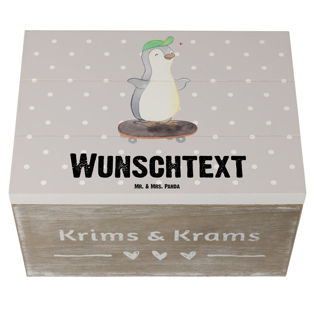 Personalisierte Holzkiste Pinguin Skateboarden Holzkiste mit Namen, Kiste mit Namen, Schatzkiste mit Namen, Truhe mit Namen, Schatulle mit Namen, Erinnerungsbox mit Namen, Erinnerungskiste, mit Namen, Dekokiste mit Namen, Aufbewahrungsbox mit Namen, Holzkiste Personalisiert, Kiste Personalisiert, Schatzkiste Personalisiert, Truhe Personalisiert, Schatulle Personalisiert, Erinnerungsbox Personalisiert, Erinnerungskiste Personalisiert, Dekokiste Personalisiert, Aufbewahrungsbox Personalisiert, Geschenkbox personalisiert, GEschenkdose personalisiert, Geschenk, Sport, Sportart, Hobby, Schenken, Danke, Dankeschön, Auszeichnung, Gewinn, Sportler, Skateboarden, Skateboard fahren, Skaten, Skateboard, Skateplatz