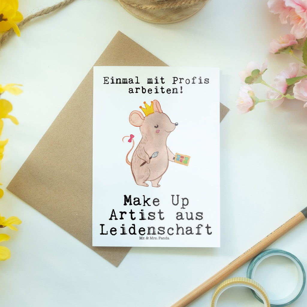 Grußkarte Make Up Artist aus Leidenschaft Grußkarte, Klappkarte, Einladungskarte, Glückwunschkarte, Hochzeitskarte, Geburtstagskarte, Karte, Ansichtskarten, Beruf, Ausbildung, Jubiläum, Abschied, Rente, Kollege, Kollegin, Geschenk, Schenken, Arbeitskollege, Mitarbeiter, Firma, Danke, Dankeschön, Kosmetiker, Make Up Artist, Maskenbildner, Visagist, Beauty Salon, Kosmetikstudio, Eröffnung