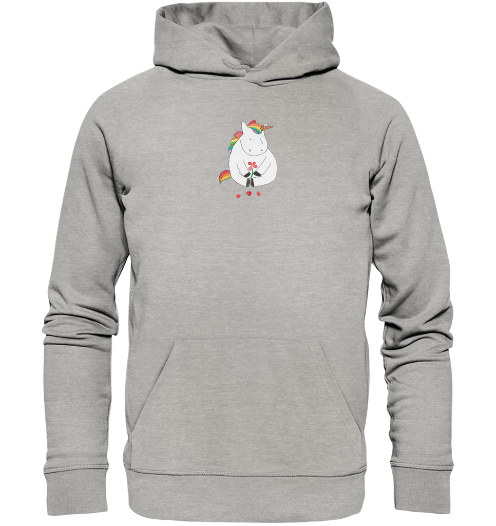 Organic Hoodie Einhorn Traurig Hoodie, Öko-Hoodie, Kapuzenpullover, Unisex, Männer Hoodie, Frauen Hoodie, Männer Kapuzenpullover, Frauen Kapuzenpullover, Oberteil, Einhorn, Einhörner, Einhorn Deko, Pegasus, Unicorn, Glitzer, Trösten. Freundschaft, Freunde, Liebe, Trauer, Grußkarte, Blume