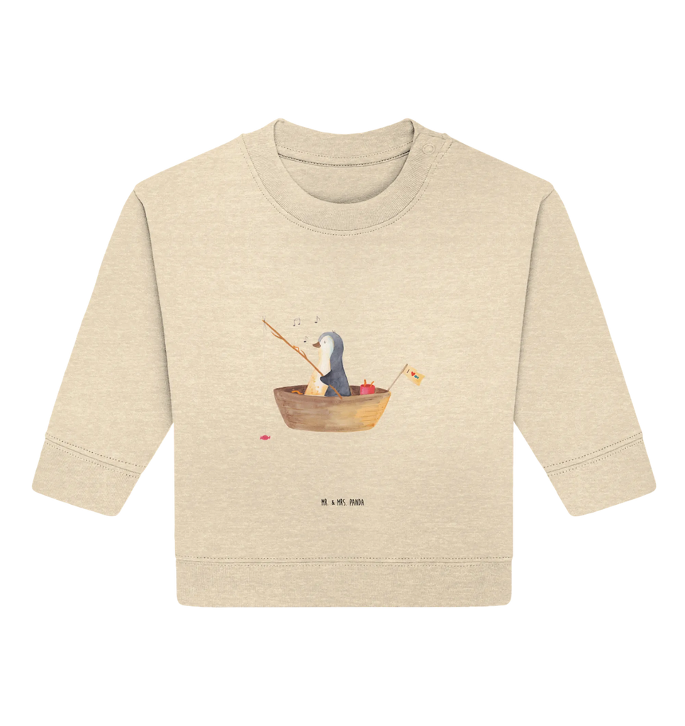 Organic Baby Pullover Pinguin Angelboot Baby Bullover, Baby Sweatshirt, Pinguin, Pinguine, Angeln, Boot, Angelboot, Lebenslust, Leben, genießen, Motivation, Neustart, Neuanfang, Trennung, Scheidung, Geschenkidee Liebeskummer