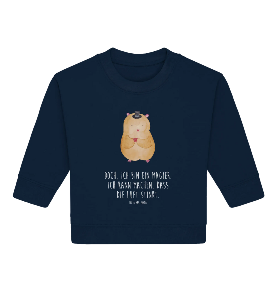 Organic Baby Pullover Hamster Hut Baby Bullover, Baby Sweatshirt, Tiermotive, Gute Laune, lustige Sprüche, Tiere, Hamster, Hut, Magier, Zylinder, Zwerghamster, Zauberer