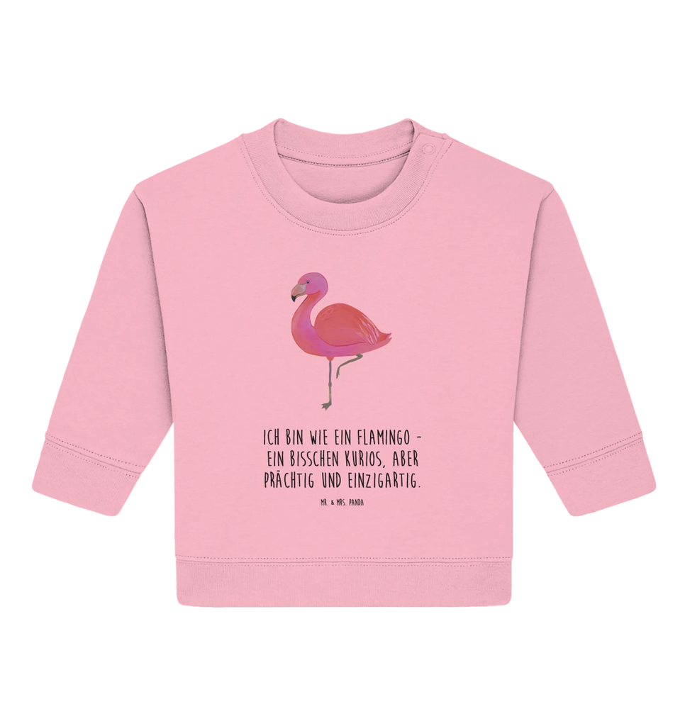 Organic Baby Pullover Flamingo Classic Baby Bullover, Baby Sweatshirt, Flamingo, Einzigartig, Selbstliebe, Stolz, ich, für mich, Spruch, Freundin, Freundinnen, Außenseiter, Sohn, Tochter, Geschwister