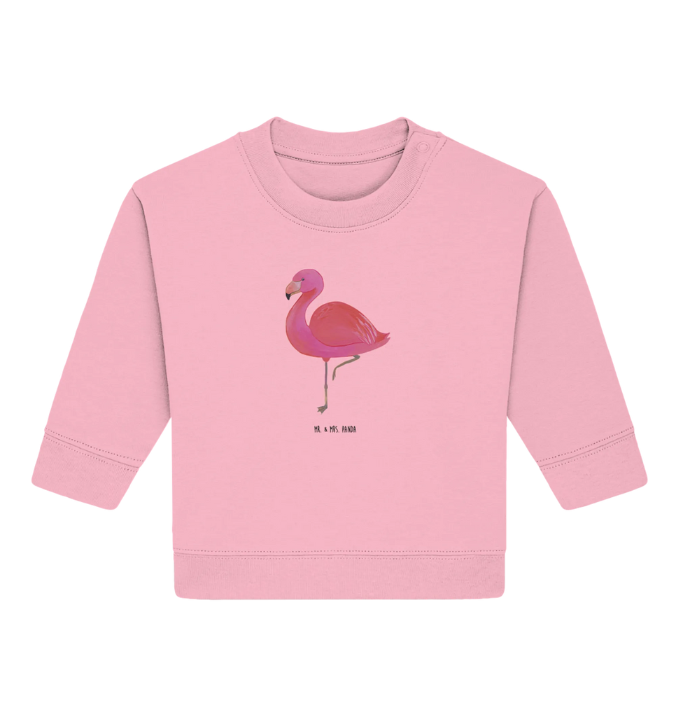 Organic Baby Pullover Flamingo Classic Baby Bullover, Baby Sweatshirt, Flamingo, Einzigartig, Selbstliebe, Stolz, ich, für mich, Spruch, Freundin, Freundinnen, Außenseiter, Sohn, Tochter, Geschwister