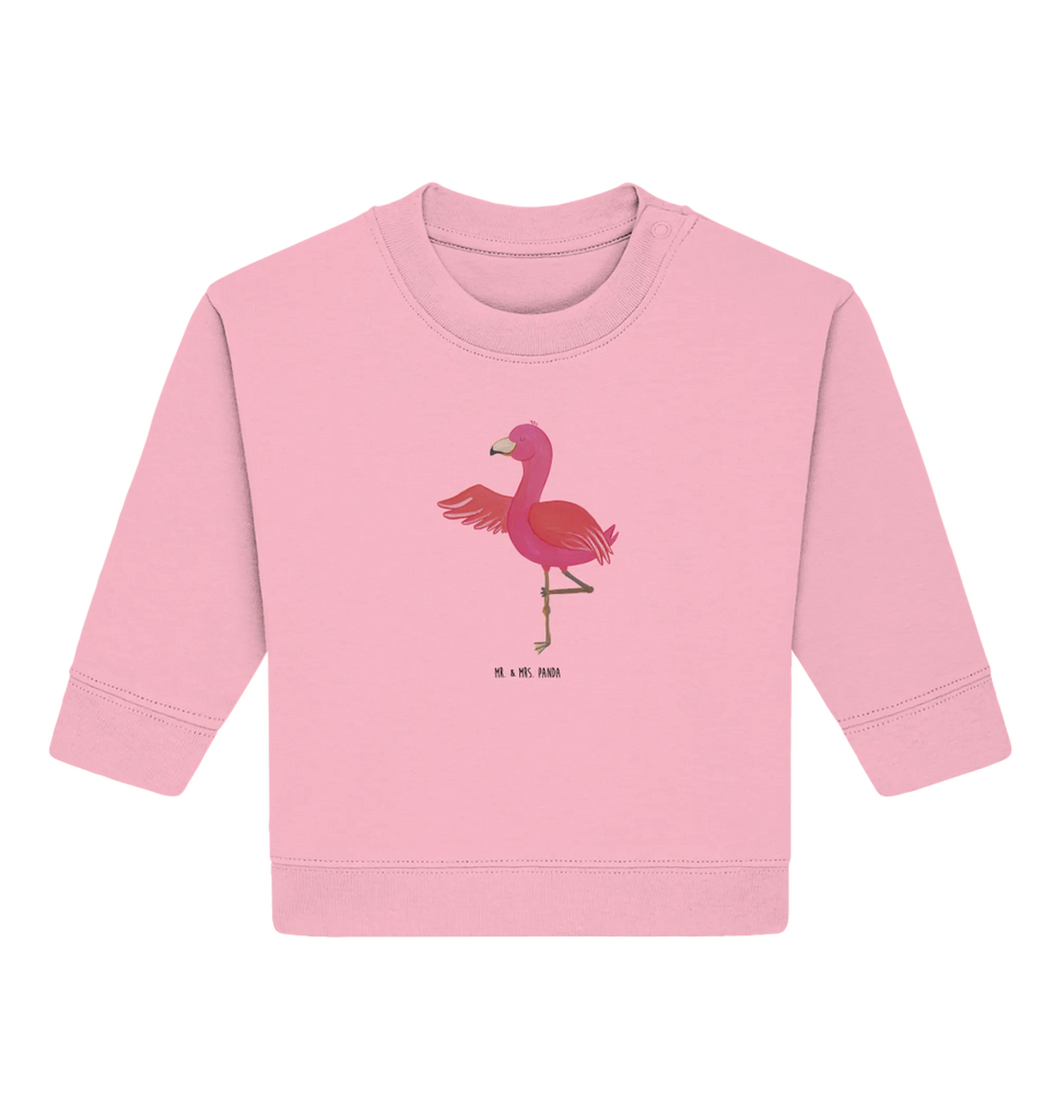 Organic Baby Pullover Flamingo Yoga Baby Bullover, Baby Sweatshirt, Flamingo, Vogel, Yoga, Namaste, Achtsamkeit, Yoga-Übung, Entspannung, Ärger, Aufregen, Tiefenentspannung