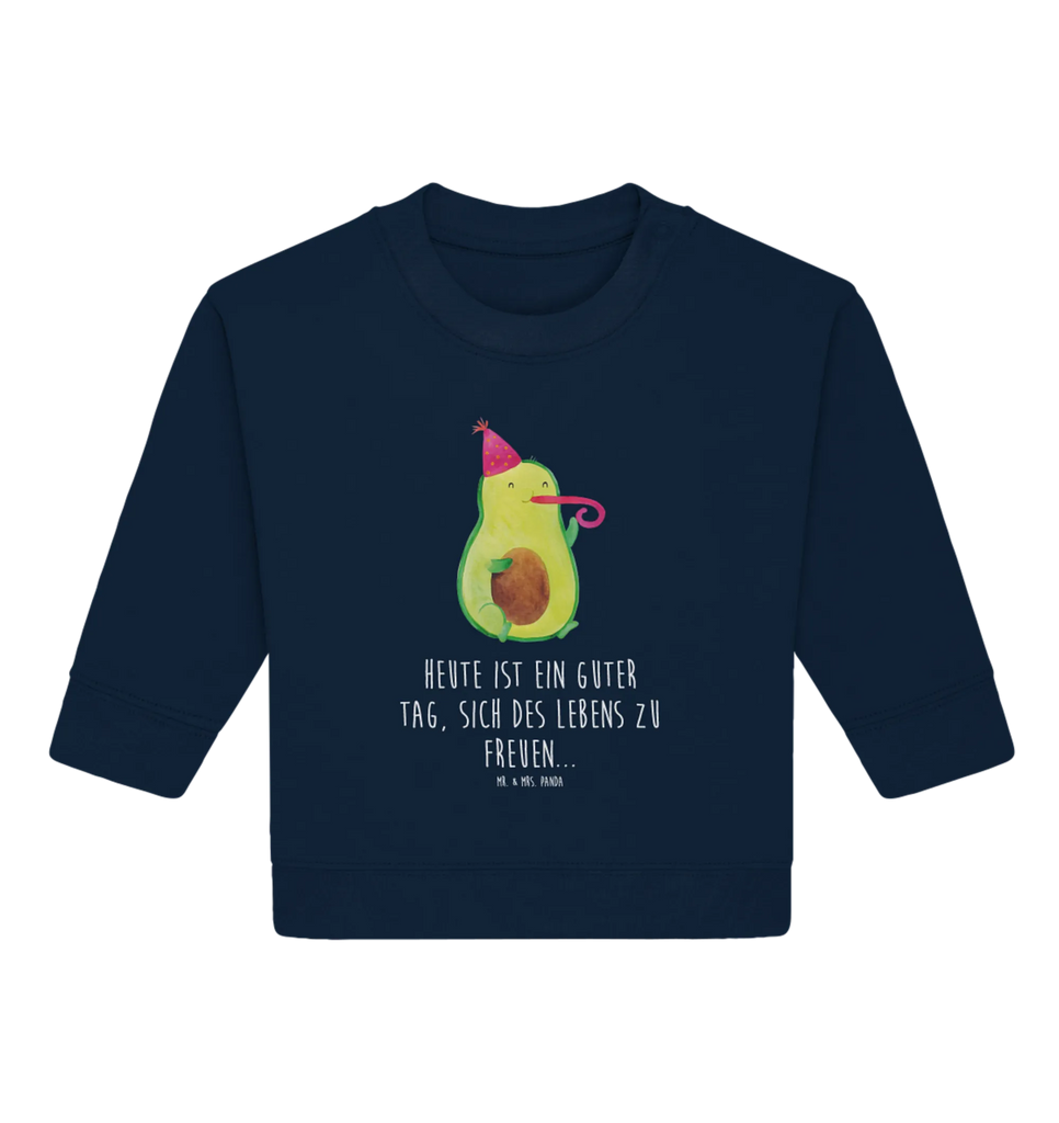 Organic Baby Pullover Avocado Feier Baby Bullover, Baby Sweatshirt, Avocado, Veggie, Vegan, Gesund, Party, Feierlichkeit, Feier, Fete, Geburtstag, Gute Laune, Tröte