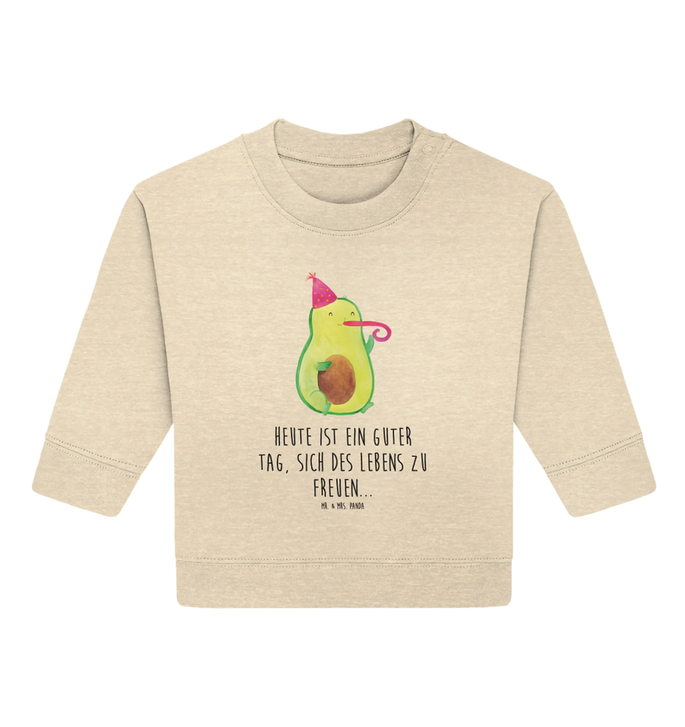 Organic Baby Pullover Avocado Feier Baby Bullover, Baby Sweatshirt, Avocado, Veggie, Vegan, Gesund, Party, Feierlichkeit, Feier, Fete, Geburtstag, Gute Laune, Tröte