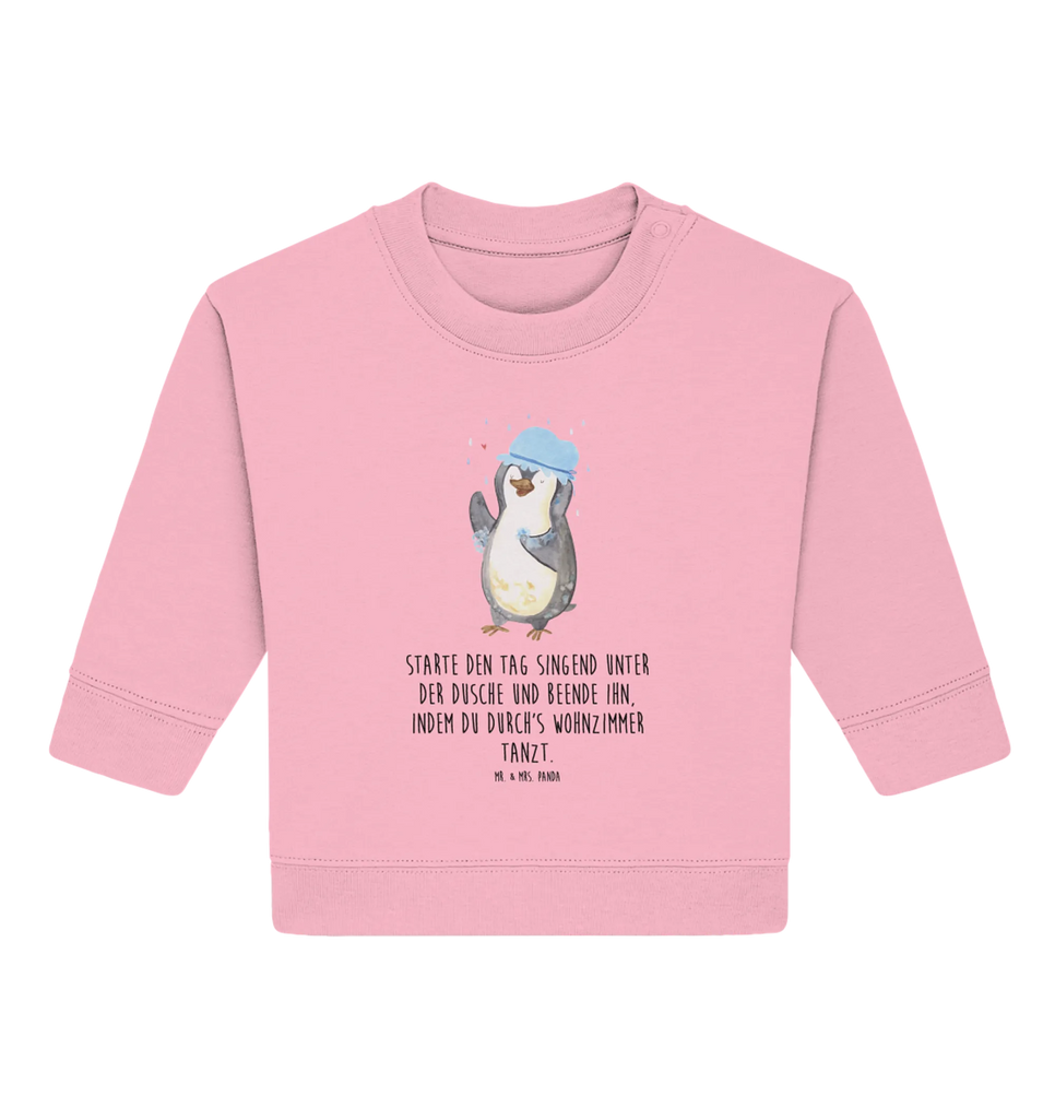 Organic Baby Pullover Pinguin Duschen Baby Bullover, Baby Sweatshirt, Pinguin, Pinguine, Dusche, duschen, Lebensmotto, Motivation, Neustart, Neuanfang, glücklich sein