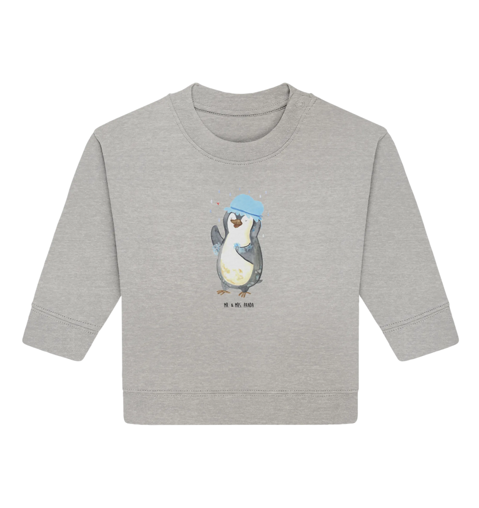 Organic Baby Pullover Pinguin Duschen Baby Bullover, Baby Sweatshirt, Pinguin, Pinguine, Dusche, duschen, Lebensmotto, Motivation, Neustart, Neuanfang, glücklich sein