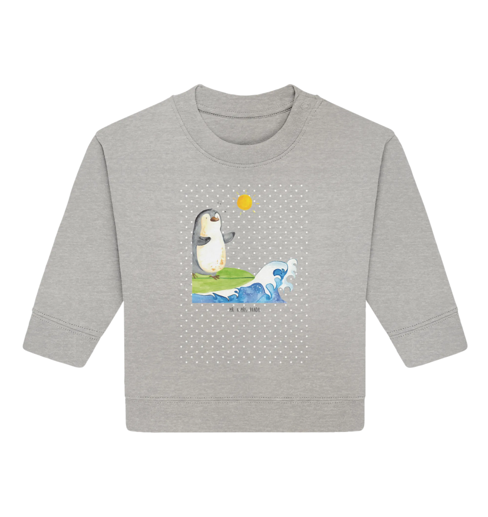 Organic Baby Pullover Pinguin Surfer Baby Bullover, Baby Sweatshirt, Pinguin, Pinguine, surfen, Surfer, Hawaii, Urlaub, Wellen, Wellen reiten, Portugal