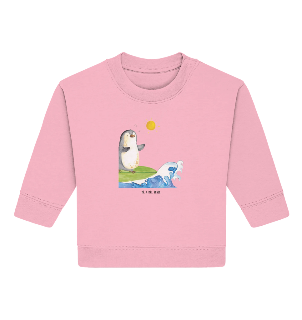 Organic Baby Pullover Pinguin Surfer Baby Bullover, Baby Sweatshirt, Pinguin, Pinguine, surfen, Surfer, Hawaii, Urlaub, Wellen, Wellen reiten, Portugal