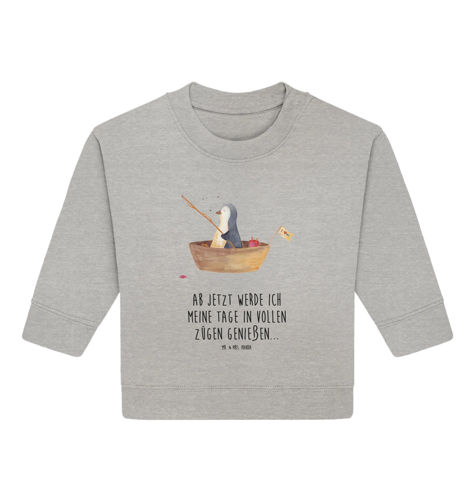 Organic Baby Pullover Pinguin Angelboot Baby Bullover, Baby Sweatshirt, Pinguin, Pinguine, Angeln, Boot, Angelboot, Lebenslust, Leben, genießen, Motivation, Neustart, Neuanfang, Trennung, Scheidung, Geschenkidee Liebeskummer