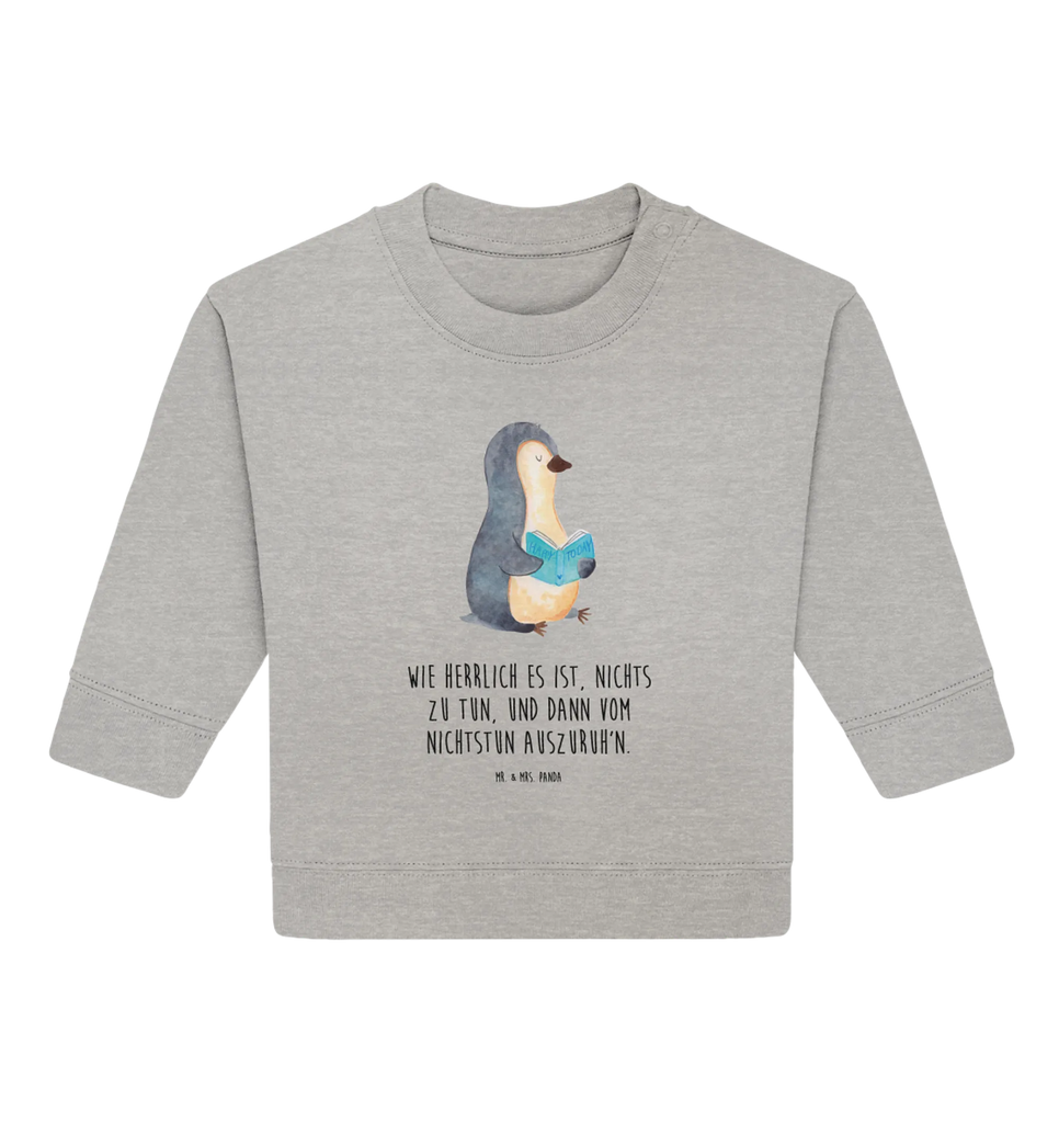 Organic Baby Pullover Pinguin Buch Baby Bullover, Baby Sweatshirt, Pinguin, Pinguine, Buch, Lesen, Bücherwurm, Nichtstun, Faulenzen, Ferien, Urlaub, Freizeit