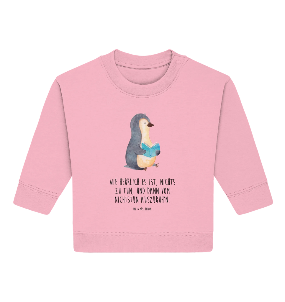 Organic Baby Pullover Pinguin Buch Baby Bullover, Baby Sweatshirt, Pinguin, Pinguine, Buch, Lesen, Bücherwurm, Nichtstun, Faulenzen, Ferien, Urlaub, Freizeit