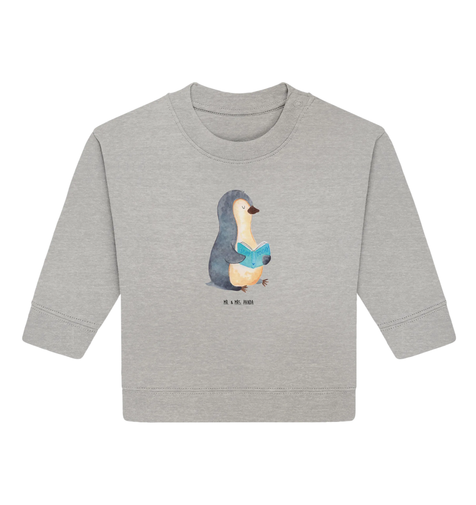 Organic Baby Pullover Pinguin Buch Baby Bullover, Baby Sweatshirt, Pinguin, Pinguine, Buch, Lesen, Bücherwurm, Nichtstun, Faulenzen, Ferien, Urlaub, Freizeit