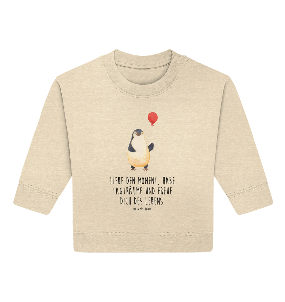 Organic Baby Pullover Pinguin Luftballon Baby Bullover, Baby Sweatshirt, Pinguin, Pinguine, Luftballon, Tagträume, Lebenslust, Geschenk Freundin, Geschenkidee, beste Freundin, Motivation, Neustart, neues Leben, Liebe, Glück