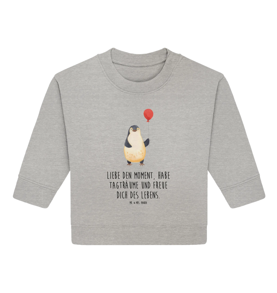 Organic Baby Pullover Pinguin Luftballon Baby Bullover, Baby Sweatshirt, Pinguin, Pinguine, Luftballon, Tagträume, Lebenslust, Geschenk Freundin, Geschenkidee, beste Freundin, Motivation, Neustart, neues Leben, Liebe, Glück