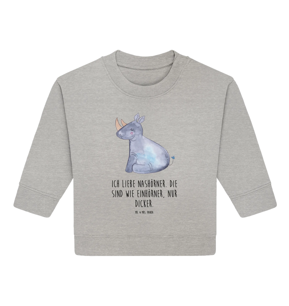 Organic Baby Pullover Einhorn Nashorn Baby Bullover, Baby Sweatshirt, Einhorn, Einhörner, Einhorn Deko, Pegasus, Unicorn, Regenbogen, witzig, lustig, Zoo, Glitzer, Einhornpower, Erwachsenwerden, Nashorn, Nashörner