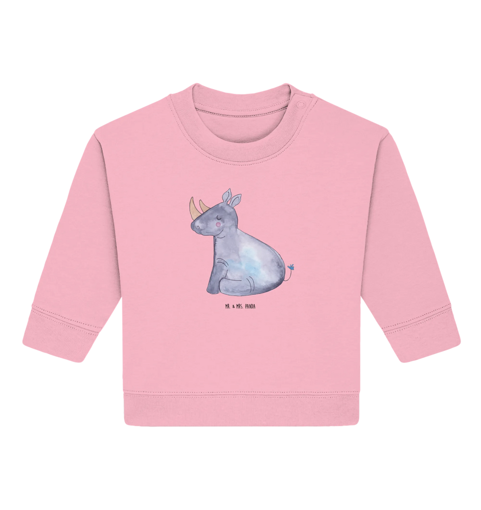 Organic Baby Pullover Einhorn Nashorn Baby Bullover, Baby Sweatshirt, Einhorn, Einhörner, Einhorn Deko, Pegasus, Unicorn, Regenbogen, witzig, lustig, Zoo, Glitzer, Einhornpower, Erwachsenwerden, Nashorn, Nashörner