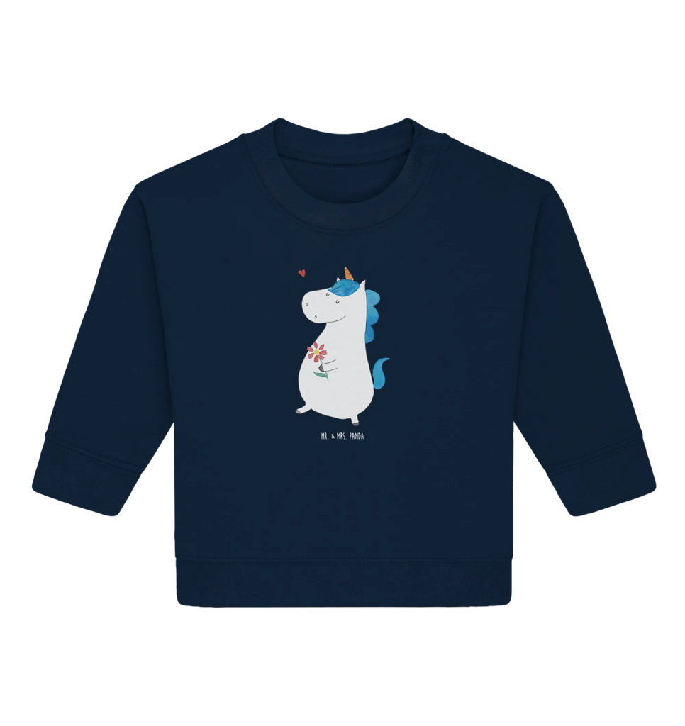 Organic Baby Pullover Einhorn Spaziergang Baby Bullover, Baby Sweatshirt, Einhorn, Einhörner, Einhorn Deko, Pegasus, Unicorn, Glitzer, Blumen, Spaziergang, Motivation, Gute Laune, Freude, Freundin, Mutter, Schwester