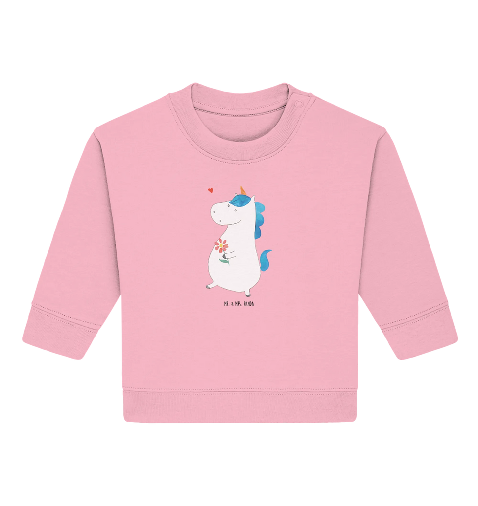 Organic Baby Pullover Einhorn Spaziergang Baby Bullover, Baby Sweatshirt, Einhorn, Einhörner, Einhorn Deko, Pegasus, Unicorn, Glitzer, Blumen, Spaziergang, Motivation, Gute Laune, Freude, Freundin, Mutter, Schwester