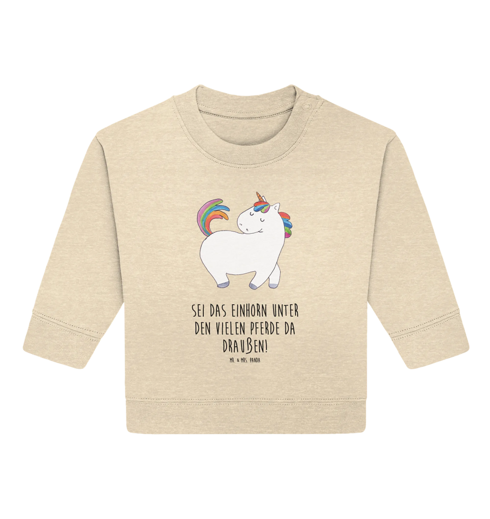 Organic Baby Pullover Einhorn Stolzieren Baby Bullover, Baby Sweatshirt, Einhorn, Einhörner, Einhorn Deko, Pegasus, Unicorn, stolz, anders, bunt, Pferd, Reiter, Reiten, Freundin, Geschenk