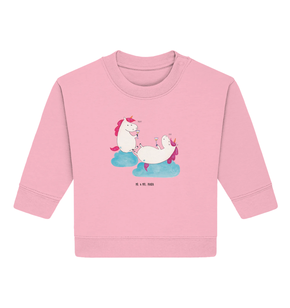 Organic Baby Pullover Einhorn Sekt Baby Bullover, Baby Sweatshirt, Einhorn, Einhörner, Einhorn Deko, Pegasus, Unicorn, Freundinnen, Freundin, BFF, Sekt, Mädelsabend, Spaß, Party, Korken, Anstoßen, Beste