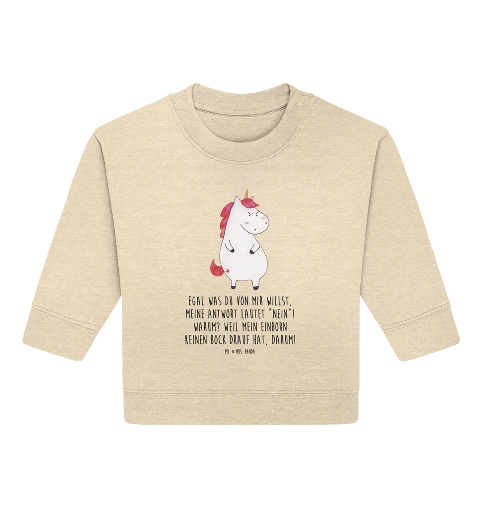 Organic Baby Pullover Einhorn Wut Baby Bullover, Baby Sweatshirt, Einhorn, Einhörner, Einhorn Deko, Pegasus, Unicorn, Realität, Ansage, lustlos, nein, Büro, Arbeit, wütend, dumme Fragen, lustig, Spaß, Geschenk