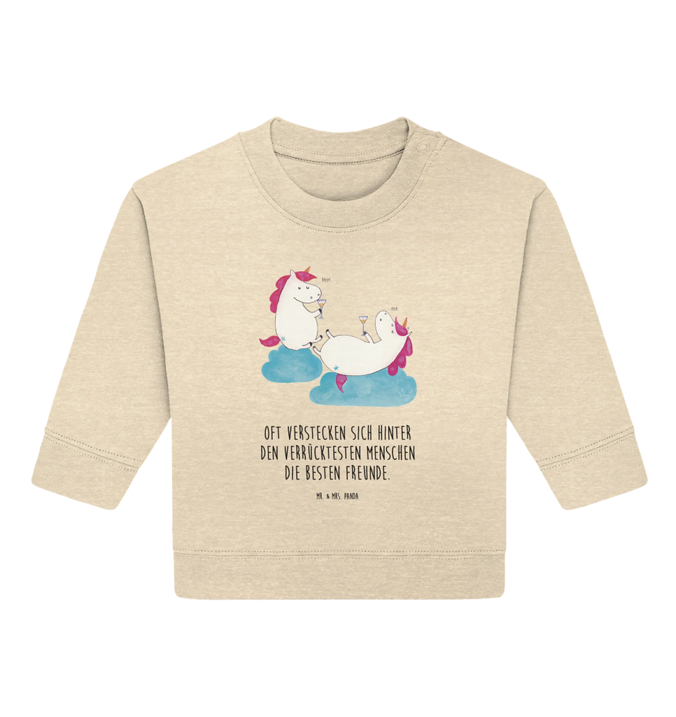 Organic Baby Pullover Einhorn Sekt Baby Bullover, Baby Sweatshirt, Einhorn, Einhörner, Einhorn Deko, Pegasus, Unicorn, Freundinnen, Freundin, BFF, Sekt, Mädelsabend, Spaß, Party, Korken, Anstoßen, Beste