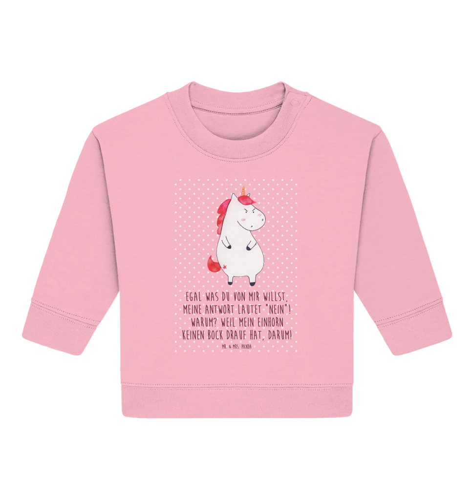 Organic Baby Pullover Einhorn Wut Baby Bullover, Baby Sweatshirt, Einhorn, Einhörner, Einhorn Deko, Pegasus, Unicorn, Realität, Ansage, lustlos, nein, Büro, Arbeit, wütend, dumme Fragen, lustig, Spaß, Geschenk