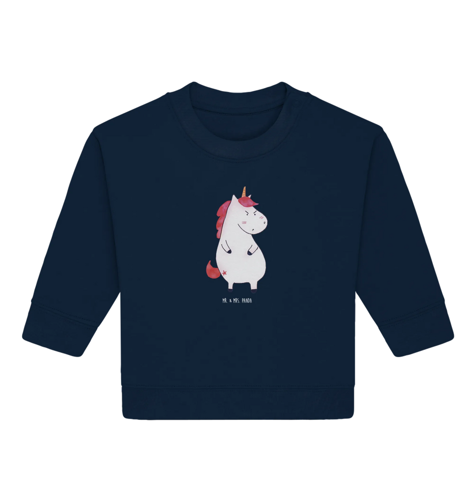 Organic Baby Pullover Einhorn Wut Baby Bullover, Baby Sweatshirt, Einhorn, Einhörner, Einhorn Deko, Pegasus, Unicorn, Realität, Ansage, lustlos, nein, Büro, Arbeit, wütend, dumme Fragen, lustig, Spaß, Geschenk