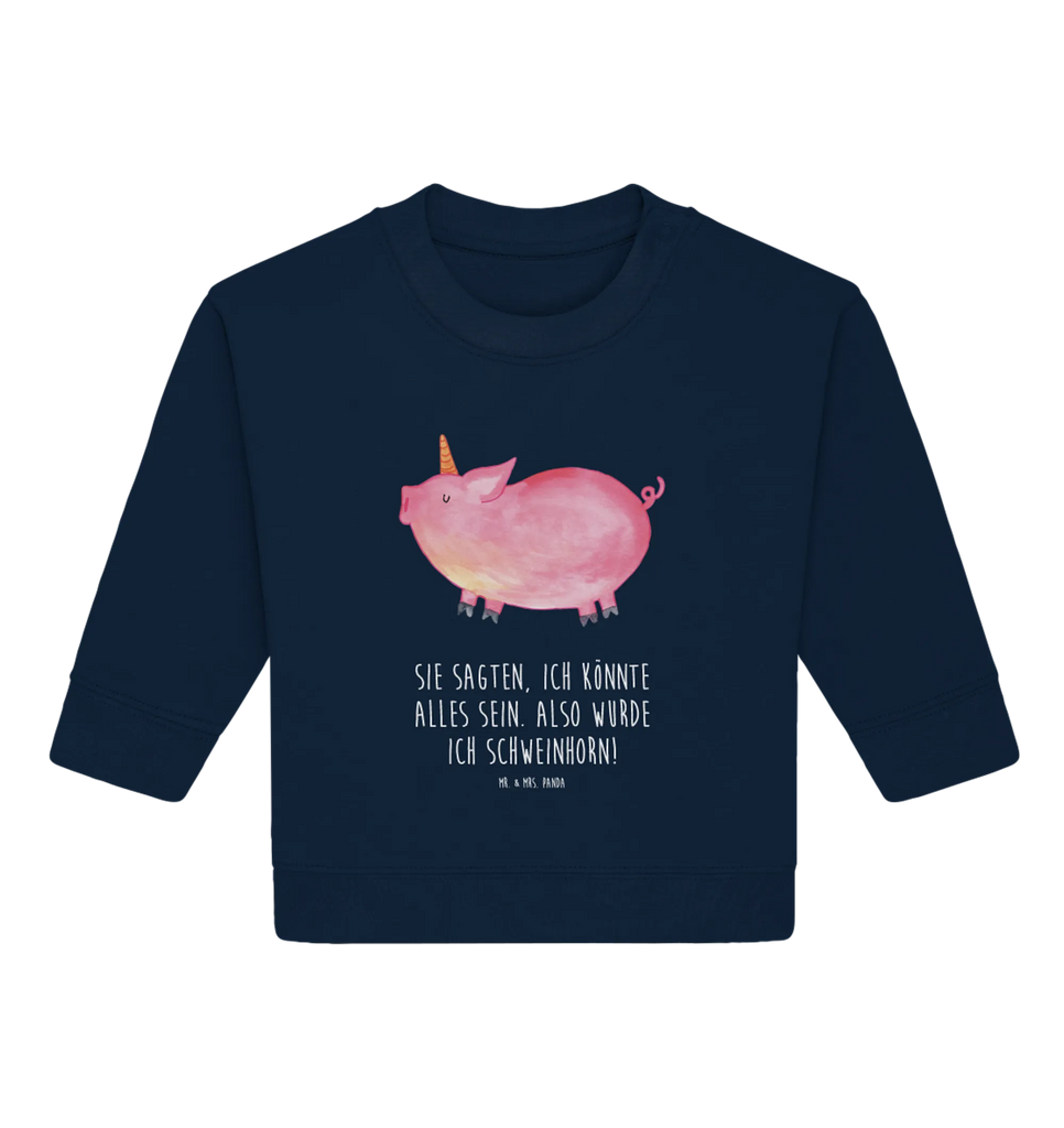 Organic Baby Pullover Einhorn Schwein Baby Bullover, Baby Sweatshirt, Einhorn, Einhörner, Einhorn Deko, Pegasus, Unicorn, Party, Spaß, Schwein, Schweinhorn, Bauer, witzig. lustig, Spruch, geschenk, Pig, Piggy, funny, english, englisch