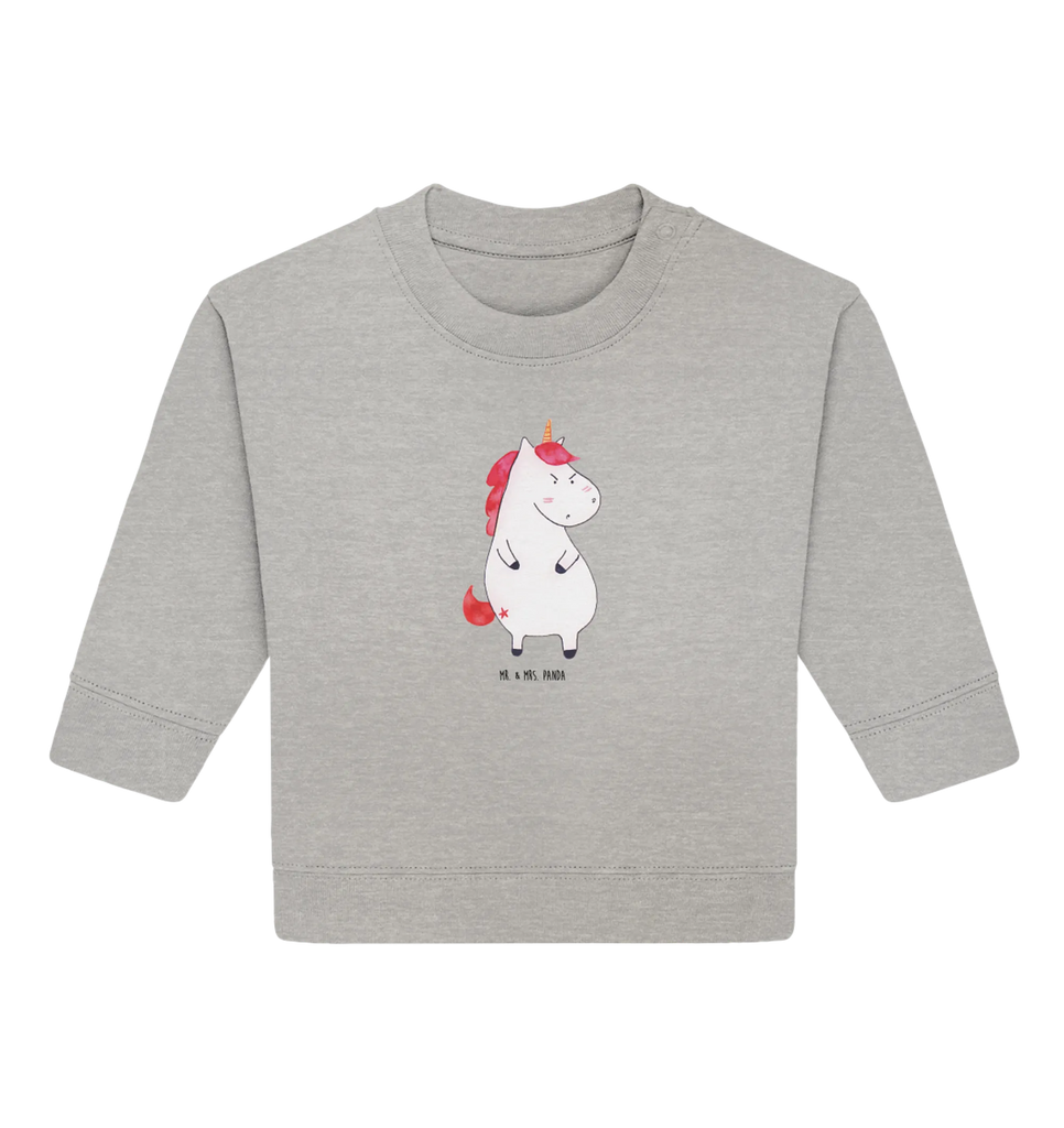 Organic Baby Pullover Einhorn Wut Baby Bullover, Baby Sweatshirt, Einhorn, Einhörner, Einhorn Deko, Pegasus, Unicorn, Realität, Ansage, lustlos, nein, Büro, Arbeit, wütend, dumme Fragen, lustig, Spaß, Geschenk