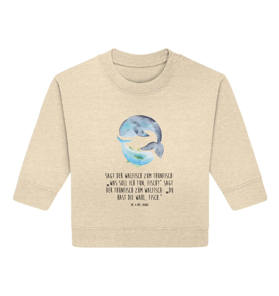 Organic Baby Pullover Walfisch Thunfisch Baby Bullover, Baby Sweatshirt, Tiermotive, Gute Laune, lustige Sprüche, Tiere, Wal, Wahl, Tunfisch, Wortwitz lustig, Spruch lustig, Flachwitz, Witz, Spruch des Tages, Flachwitz Geschenk