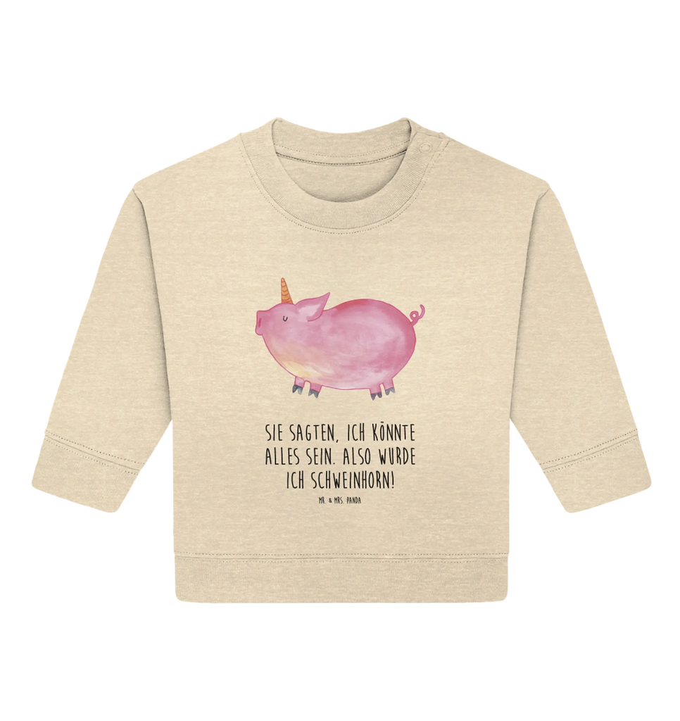 Organic Baby Pullover Einhorn Schwein Baby Bullover, Baby Sweatshirt, Einhorn, Einhörner, Einhorn Deko, Pegasus, Unicorn, Party, Spaß, Schwein, Schweinhorn, Bauer, witzig. lustig, Spruch, geschenk, Pig, Piggy, funny, english, englisch