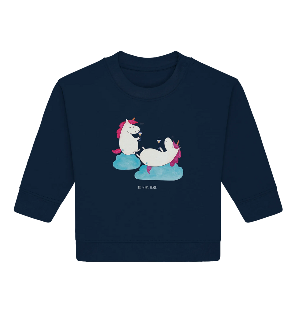 Organic Baby Pullover Einhorn Sekt Baby Bullover, Baby Sweatshirt, Einhorn, Einhörner, Einhorn Deko, Pegasus, Unicorn, Freundinnen, Freundin, BFF, Sekt, Mädelsabend, Spaß, Party, Korken, Anstoßen, Beste