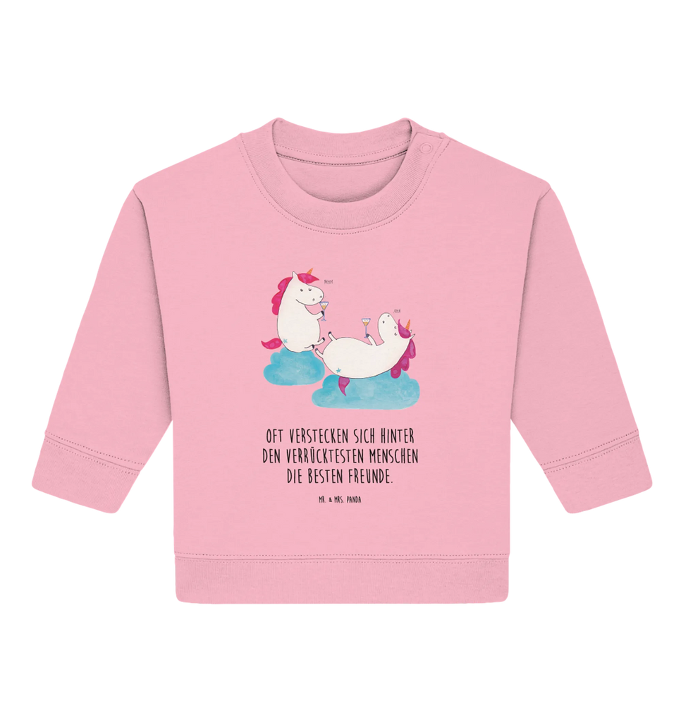 Organic Baby Pullover Einhorn Sekt Baby Bullover, Baby Sweatshirt, Einhorn, Einhörner, Einhorn Deko, Pegasus, Unicorn, Freundinnen, Freundin, BFF, Sekt, Mädelsabend, Spaß, Party, Korken, Anstoßen, Beste