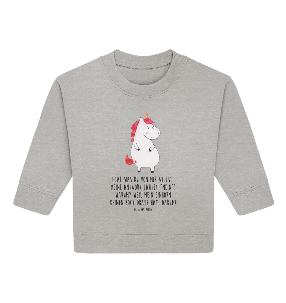 Organic Baby Pullover Einhorn Wut Baby Bullover, Baby Sweatshirt, Einhorn, Einhörner, Einhorn Deko, Pegasus, Unicorn, Realität, Ansage, lustlos, nein, Büro, Arbeit, wütend, dumme Fragen, lustig, Spaß, Geschenk